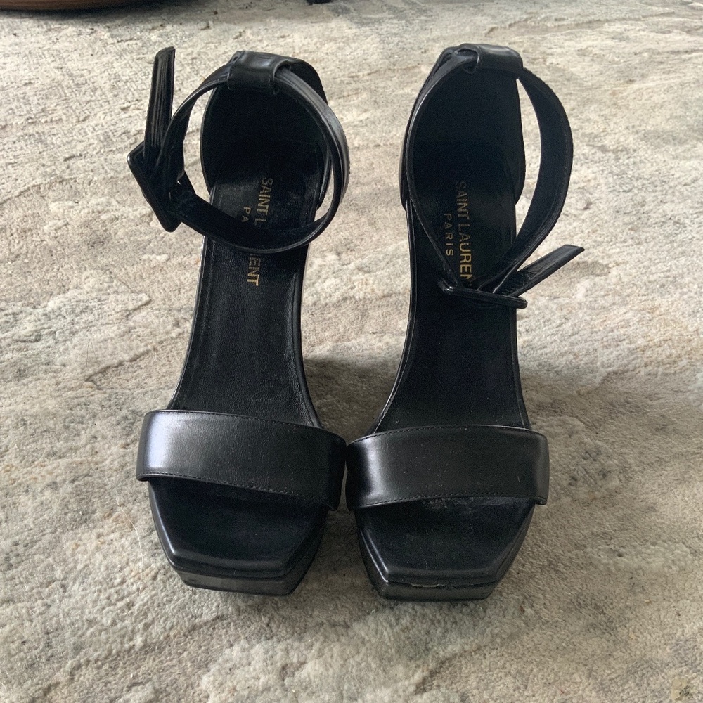 SAINT LAURENT, WEDGE ANKLE STRAP SANDALS - Picture 4 of 7